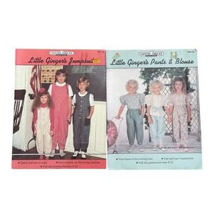 Sewing Pattern Little Ginger's Pants & Blouse Jumpsuit Country Thread Lot Of 2